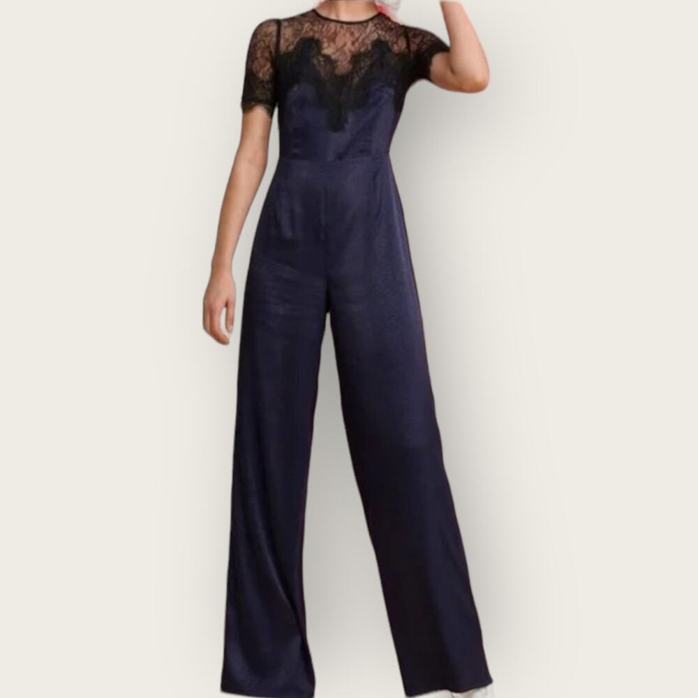 Foxiedox Nixie Lace Jumpsuit Pantsuit | Extra Small XS Blue Black Old Money Dark